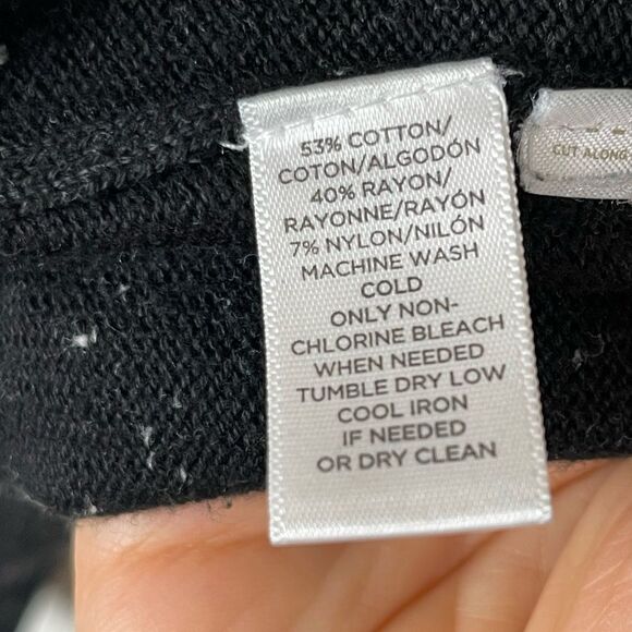 LOFT Black Speckled Wrap Cardigan L Petite Soft Knit Belted Cozy Fall Sweater - Picture 6 of 7